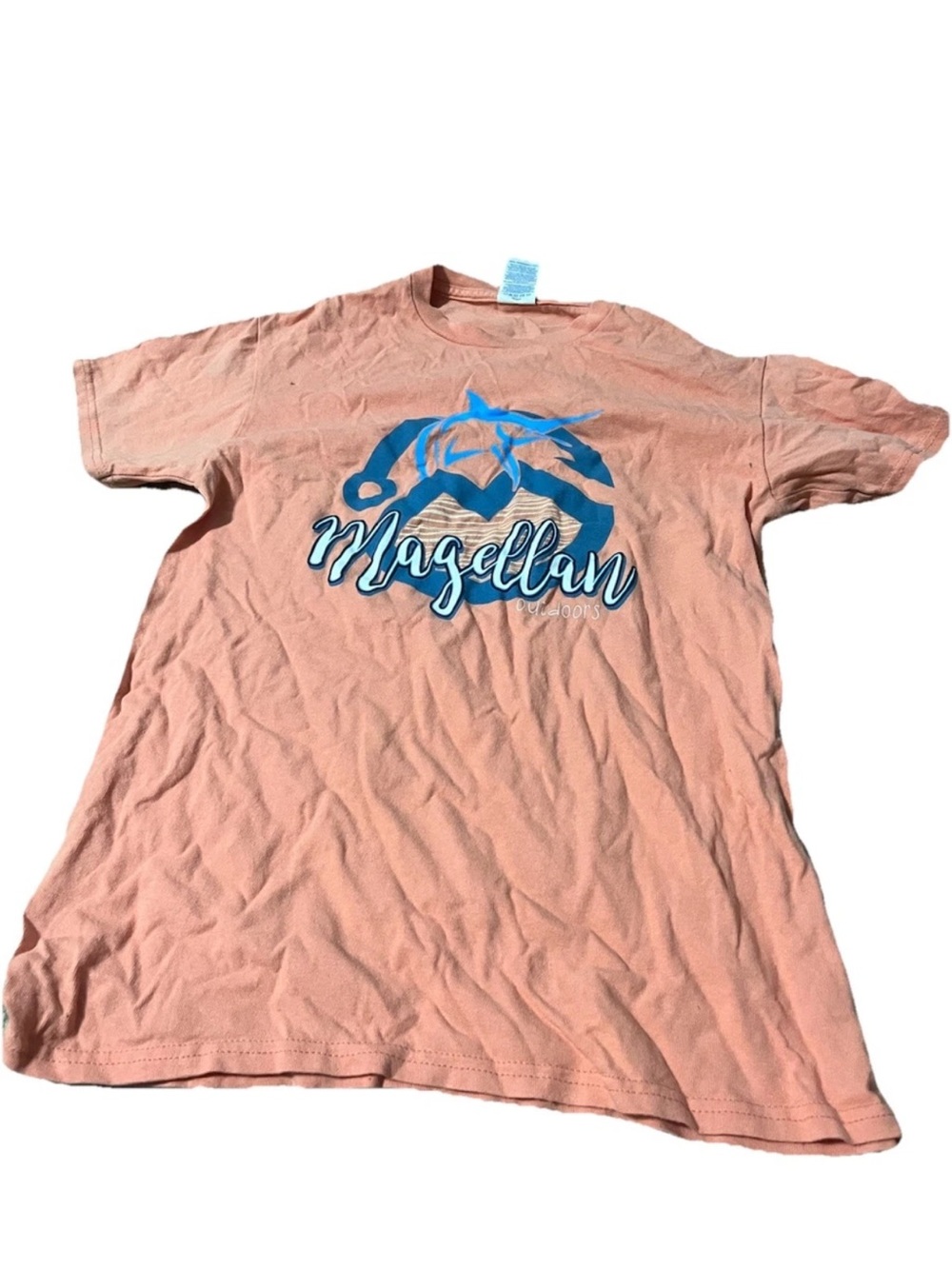 Delta Peach Short Sleeve Tee with Blue Graphic